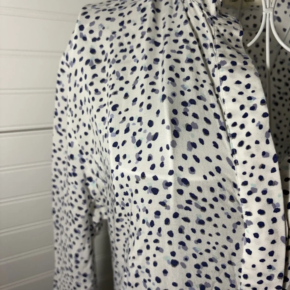 Anthropologie - Long Sleeve White Polka Dot Shirt Dress - Picture 4 of 11